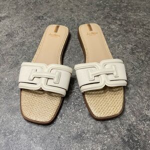 Sam Edelman Cream and Tan Slide Sandals